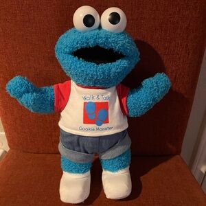 Sesame Street Walk & Talk Cookie Monster Plush Toy vintage - Blue